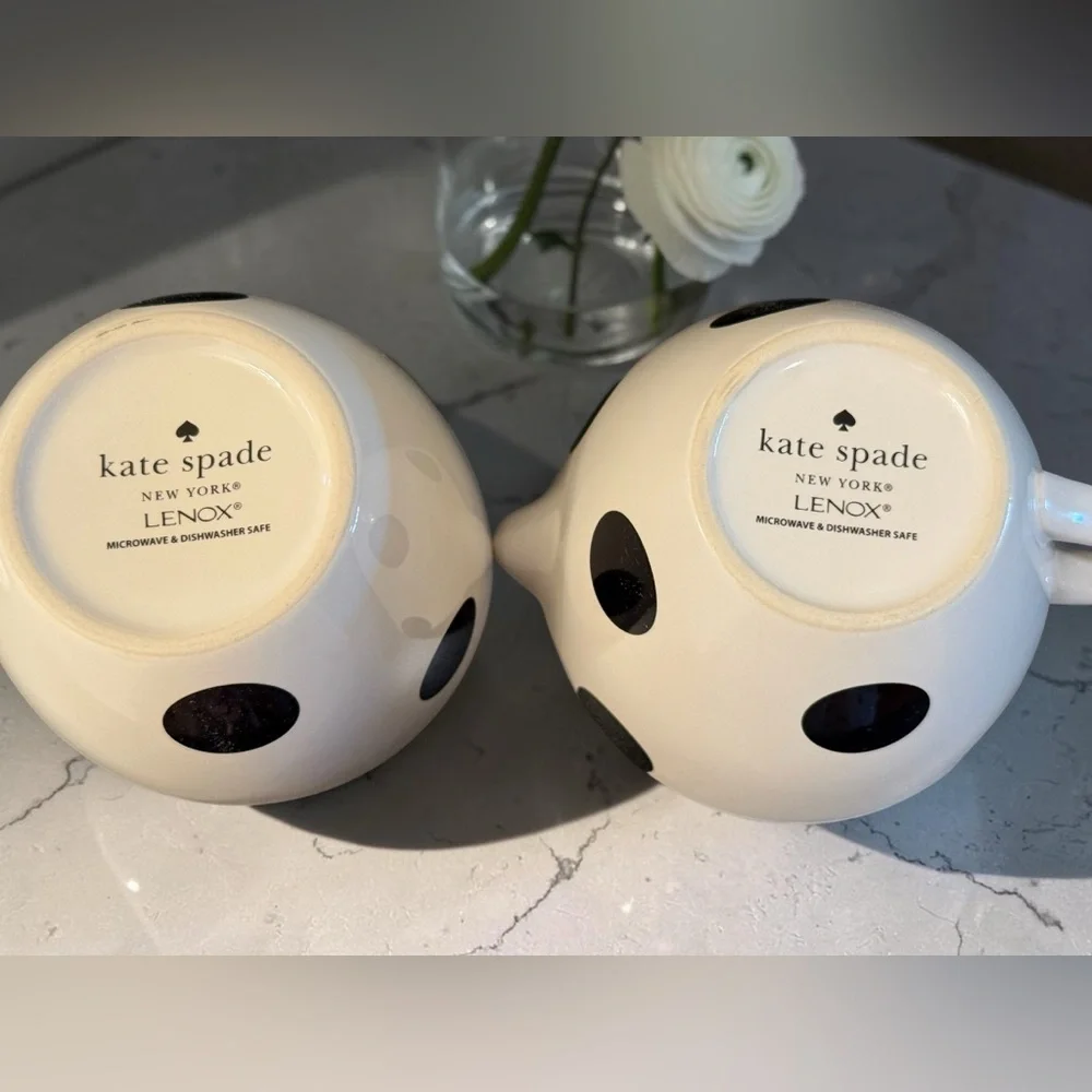 kate spade Lenox Polk a Dot Ceramic Creamer&Sugar Set with Coaster Set & Napkins
